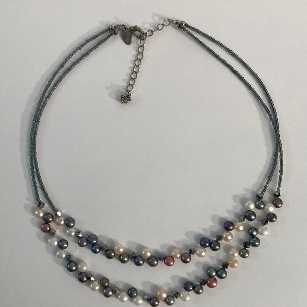 Vintage genuine freshwater pearl Lia Sophia double strand necklace